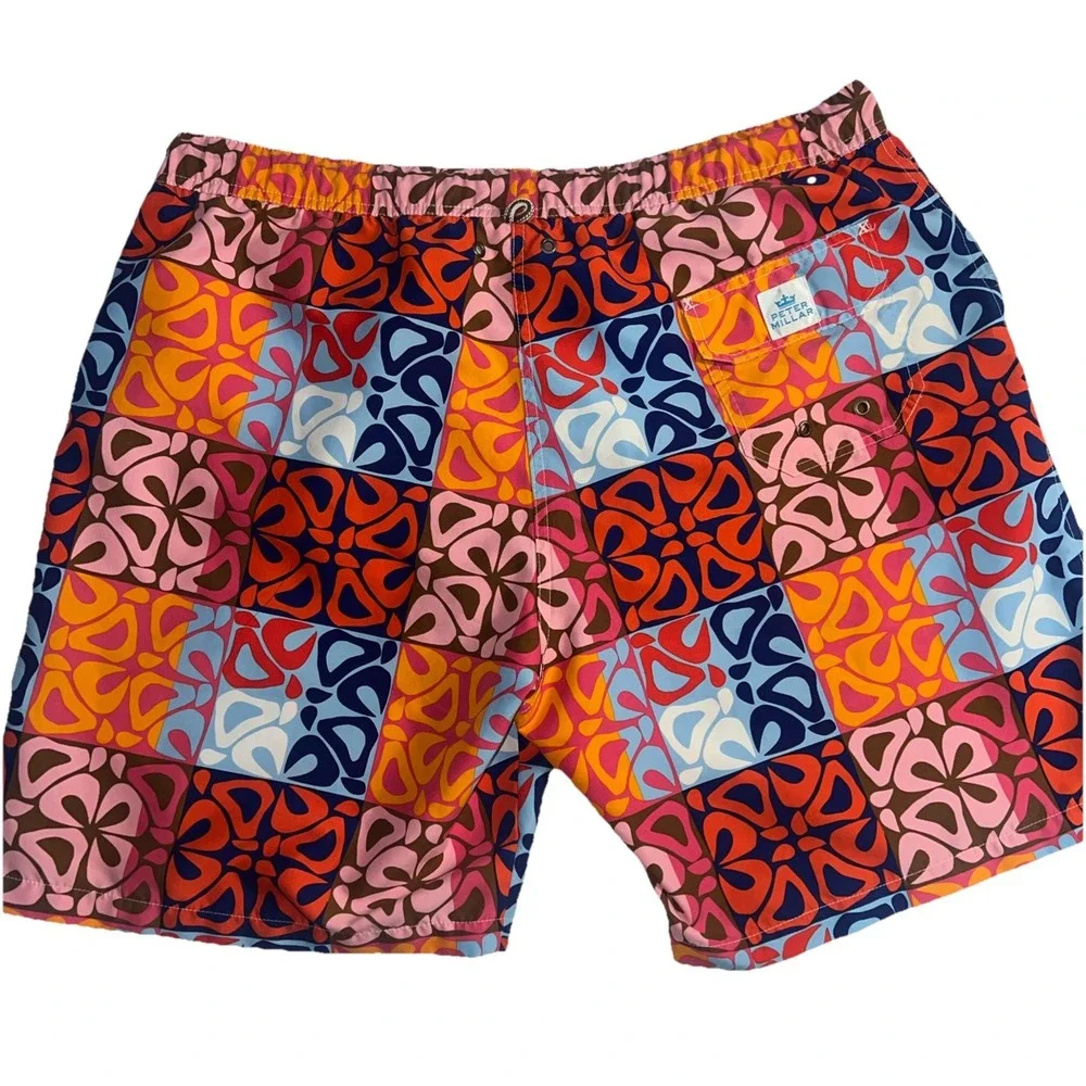 Peter Millar Mens Swim Trunks Sz Lg‎ Colorful Shorts Mesh Beach Cruise Vacation